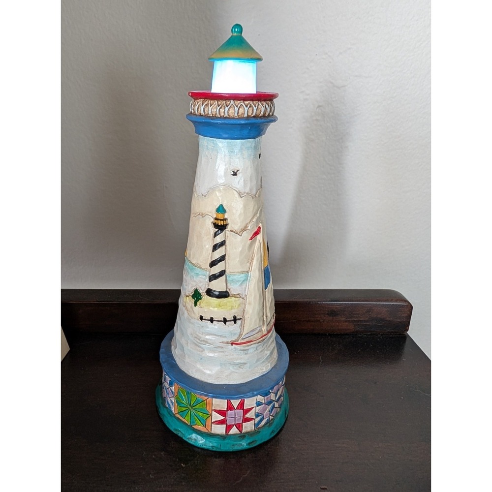 Jim Shore 6.5" Light Up Heartwood Creek 2008 Lighthouse Figurine #4011334 Works